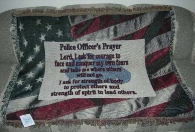 New Policeman Officer Prayer Afghan Tapestry Throw Blanket Police Man Gift NIP - Image 1 of 2