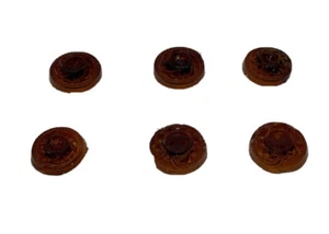 Lot 6 Vintage Plastic Brown Round Patterned and Etched Buttons - Picture 1 of 7