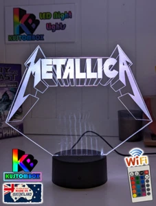METALLICA HEAVY METAL ROCK BAND 3D LED Night Light 7 Colour Changing Mancave Bar - Picture 1 of 19