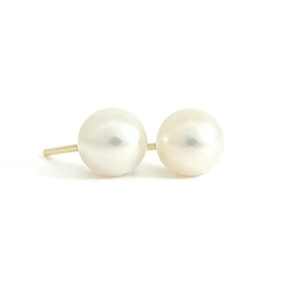 Round Cultured Pearl Stud Earrings 14K Yellow Gold, 6 mm - 6.5 mm - Image 1 of 4