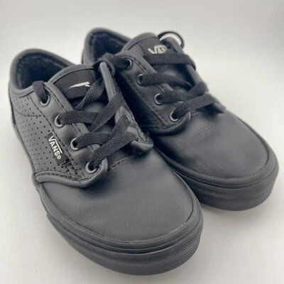 VANS Atwood Niños CUERO NEGRO | Con cordones | Zapatos de Skate Talla 10.5Y | ¡Fácil de Limpiar! Foto 1 de 4