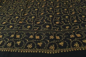 BLACK Handmade Sozni Embroidered Shawl Kashmir Wrap 100% Cashmere Pashmina Scarf - Picture 1 of 10