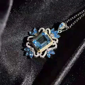 925 Silver Women Wedding Necklace Pendant Pretty Cubic Zirconia Jewelry - Bild 1 von 6