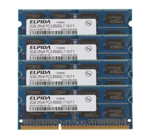 8GB Elpida Kit 4PCS 2GB 2Rx8 PC3-8500 DDR3 1066Mhz Laptop Memory RAM SODIMM CPU# - Picture 1 of 6