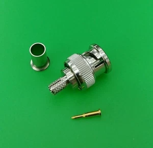 (2 PACKS) BNC 3-PC Male Crimp Connectors for RG58/U Thinnet PVC Cable-USA Seller - Picture 1 of 2
