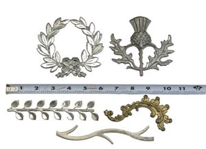 LOT OF 5 STEEL STAMPED FLORAL OTHER DECORATIONS BY Frank Morrow Company - Picture 1 of 3