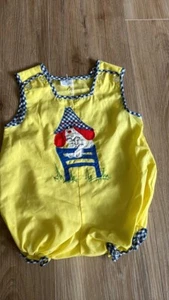 Vintage Infant Yellow Dog Sun suit 9-12 Mo - Picture 1 of 6