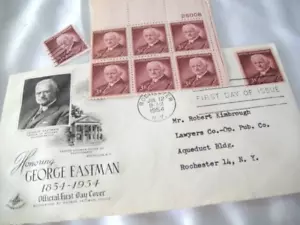 George Eastman numero primo giorno 1954 blocco di 6 buste postali 2 circolate - Foto 1 di 11