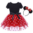 Childrens Girls Pink Red Minnie Mouse Kids Baby Girl Tutu Dress W/ Headband  O83