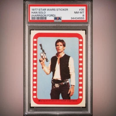 1977 Star Wars Sticker #35 Han Solo (Harrison Ford) PSA 8 FRESHLY GRADED - Image 1 of 3