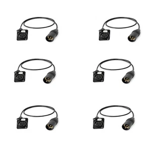 6 XLR 3pin 5 ft Pigtails Female Panel-Male Cable Connector for Floor Box - Panel - Picture 1 of 2