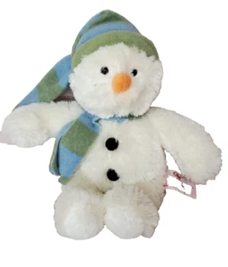 Russ Berrie Cole der Schneemann Plüsch Mütze Schal grün blau Stofftier 11 Zoll weich - Bild 1 von 11