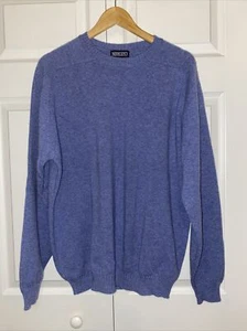 Suéter de Lana de Cordero Lands End Para Hombre Grande Cuello Redondo Azul Pullover Escocia de Colección - Imagen 1 de 8