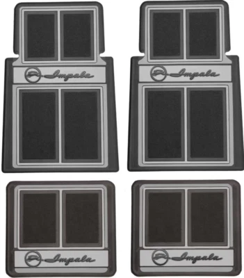 Juego de alfombrillas alfombrillas negras/grises OER 4 piezas modelos Chevy Impala 1958-1992 Foto 1 de 3