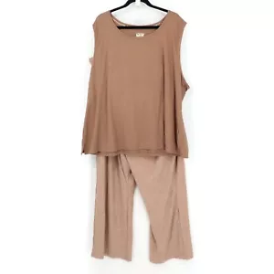 MUK LUKS Juego de salón regular tejido con cable y Dream Cloud de 2 piezas marrón para mujer talla 4X - Imagen 1 de 9