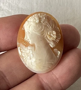 Antike lose ovale Kamee rosa Muschel zur Schmuckherstellung ~27 x 35 x 7 mm ca. - Bild 1 von 11