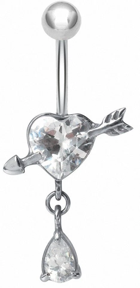 Piercing Ombelico Cuore Freccia Bianco - Immagine 1 di 1