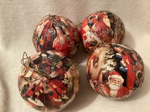 Weihnachtsschmuck ~ 3" Santa Decoupage Kugel ~ 4 ct ~ Once Upon a Rose - Bild 1 von 12