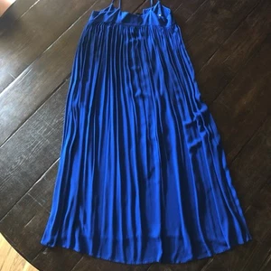 Phisique du Role Blue Pleated Shift Dress Italian Designer Back Tie Sz S/M? - Picture 1 of 10