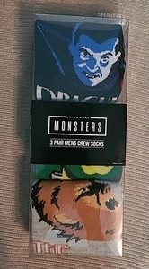 UNIVERSAL MONSTERS Crew Socken 3 Paar Geschenkset Neuheit Neu - Bild 1 von 3