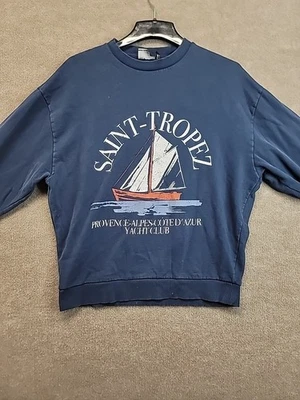 Asos Design Sailing Club Navy Blue Ocean Club Sweater Boat Size S - Image 1 of 4
