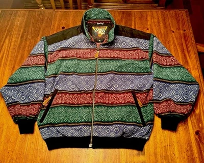 Vtg 90s Obermeyer Skiwear Siskiyou Fleece Jacket Full Zip Aztec Retro Men’s XL - Image 1 of 4