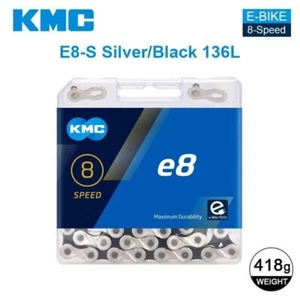 KMC e8 Silver 8-Speed 136L Electric / eBike Bike Chain fits Shimano SRAM Bosch - Picture 1 of 2
