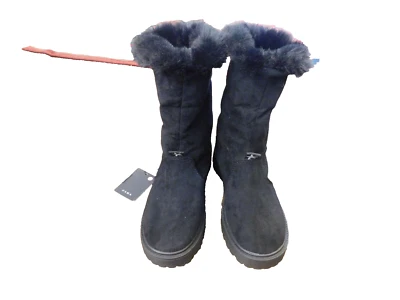 NWT Zara Knee or Fold down Boots Black Suede Fur Lined Sz 34 US 5 So SOFT & Star - Image 1 of 4