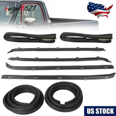 NEW Front Door Window Run Sweep Felts Weatherstrip Seals Kit for Chevy GMC Truck - Image 1 of 4