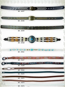 Correa de sombrero de cuero estrecha de 1 pieza, correa de sombrero occidental con conchos + tachuelas, a elección - Imagen 1 de 1