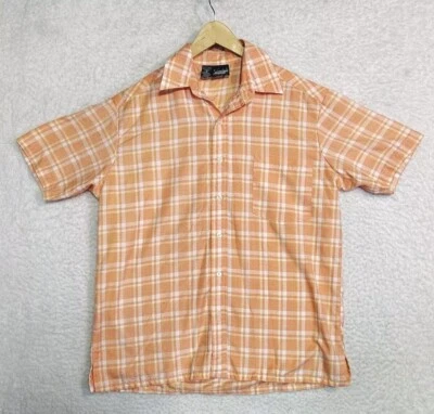 Camisa de manga corta para hombre Kennington Ltd. naranja/blanco a cuadros con botones talla M Foto 1 de 4