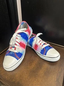 Tie Dye Canvas Tennis Shoes - Red White Blue / Womens size 10 - Picture 1 of 13
