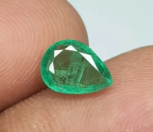 1.10 CT NATURAL EMERALD ZAMBIAN PEAR SHAPE RICH GREEN AA+ LUSTER GEMSTONE RING - Picture 1 of 5