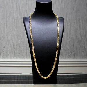 10K Yellow Gold 4mm Diamond-Cut Foxtail Wheat Link Necklace Chain 26 Inch 24.5g - Picture 1 of 12