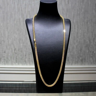 Cadena de collar de eslabones de trigo cola de zorro corte diamante 4 mm oro amarillo 10K 26 pulgadas 24,5 g Foto 1 de 4