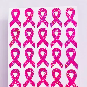 Holographic Sparkle Cancer Ribbon Stickers - Choose a Size and Color - Picture 1 of 2