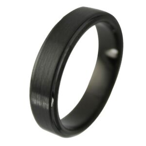 Tungsten Carbide Black Brushed Center Comfort Fit Wedding Band Ring 6mm