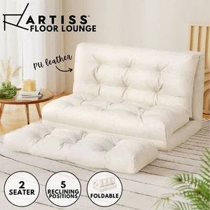 Artiss Floor Lounge Sofa Bed Foldable 2 Seater Adjustable Recliner Chair White - Picture 1 of 8