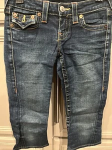 Pantalones de mezclilla True Religion Joey para mujer 25 asientos capri azul bolsillos informales tiro bajo - Imagen 1 de 14