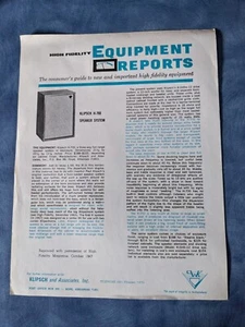 High Fidelity equipment reports on Klipsch H-700 Speaker System - Picture 1 of 2