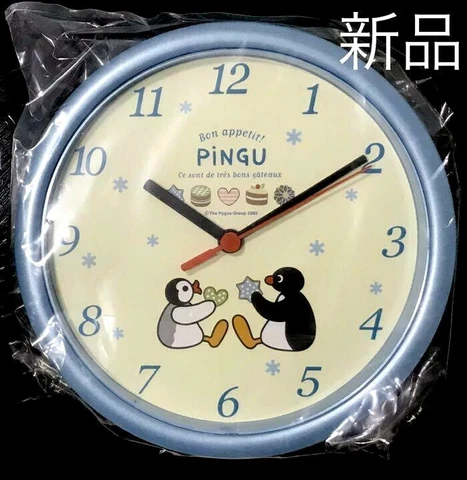PINGU Genuine Light Blue Analog Ｗall clock(Diameter 22 cm) wz/Box Vintage Rare Cover