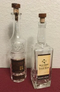 Set of 2 ~ Empty DISPLAY Liquor Bottles w/Corks ~ Decor ~ Crafts ~ Candle Holder - Picture 1 of 12