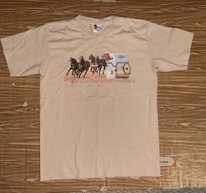 Vintage 90s Calgary Stampede Tan Rodeo Cowboy Art T Shirt Sz Large FREE SHIP - Picture 1 of 5