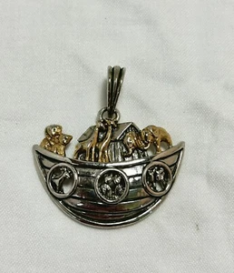 Ciondolo vintage Arca di Noè tono argento 2"" con grande cauzione - Foto 1 di 5