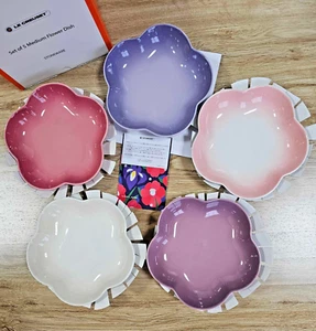 Le Creuset set of 5 medium Flower dish Plate 20cm 7.8in RQ/M/MP/PP/BP Stoneware - Picture 1 of 9