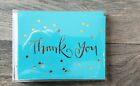 SLANT Collection 10 Thank You Greeting Card NEW with Envelope Aqua Blue & Gold