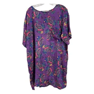Vintage WalMart Jennifer Logan sleep shirt pajamas mumu M/L purple paisley pink - Picture 1 of 6