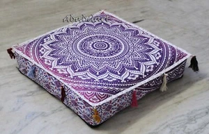 18" Indian Cotton Square Box Cushion Cover Pink Ombre Mandala Floor Pillow - Picture 1 of 4