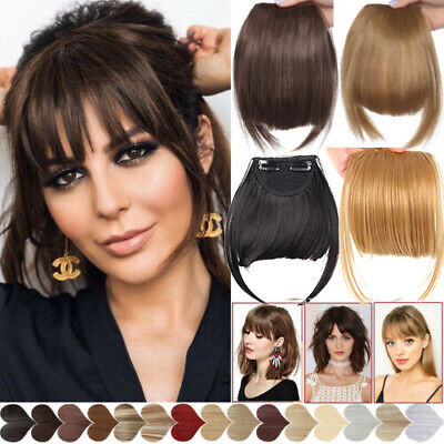 Natural Fringe False Air Bangs Clip In Hair Extension Neat Front Hairpiece Real  • 3.91€