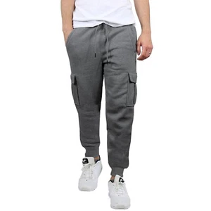 Mens Fleece Lined Active Jogger Cargo Sweatpants Pants Lounge Gym S M L XL 2XL - Picture 1 of 23